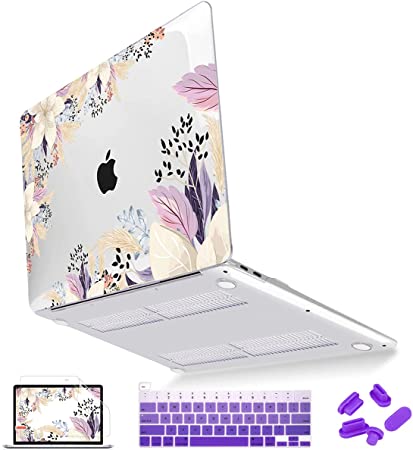 Mektron 16 inch Pro Case A2141 2020 2019 Release, Soft-Touch Plastic Crystal Clear Case for MacBook Pro 16 inch Touch bar & Touch ID, Rice Flower