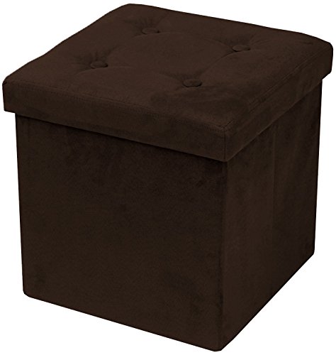 Sorbus Storage Ottoman Bench – Collapsible/Folding Bench Chest with Cover – Perfect Toy and Shoe Chest, Hope Chest, Pouffe Ottoman, Seat, Foot Rest, – Contemporary Faux Suede (Chocolate)