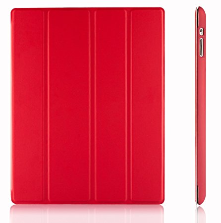 JETech Slim-Fit Folio Smart Case Cover with Back Case for Apple the New iPad 2 3 4 (Red) - 0216