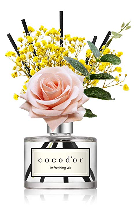 Cocod'or Rose Flower Reed Diffuser/Refreshing Air/6.7oz/Aromatherapy Oil and Sticks for Gifts and Home & Office Decor Essential Oils