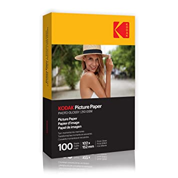 KODAK 210 GSM 4R (4x6inch) 100 Sheets High Glossy Cast Coated Water Resistant Instant Dry Photo Paper For All Inkjet Printers