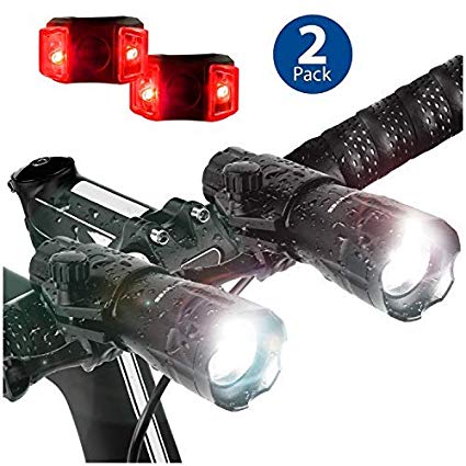 Bright Eyes 2-Pack - Aircraft Aluminium Waterproof 300 Lumen LED Bike Light Set (Headlight, Taillight)