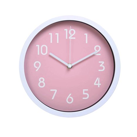 HITOTM Modern Colorful Silent Non-ticking Wall Clock- 10 Inches (Pink)