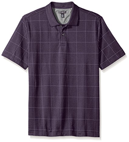Van Heusen Men's Short Sleeve Printed Windowpane Polo Shirt