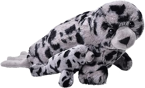 Wild Republic Mom and Baby Harbor Seal, Stuffed Animal, 14 inches, Gift for Kids, Plush Toy, Fill is Spun Recycled Water Bottles