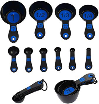 Chef Craft 42018-1 Set of 10 Piece Spoons and Measuring Cups (Black & Blue), White