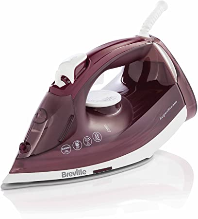 Breville SuperSteam Steam Iron | 2400W | Ceramic Soleplate | 180g Steam Shot | 300ml Water Tank | Red and Silver [VIN412]