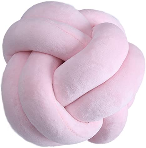 Nunubee Knot Pillow Ball Plush Cushion Toys Couch Throw Pillow Both Home Decor & Gift for Children φ18 cm / φ7.1 Inch Pink-2line-S-S