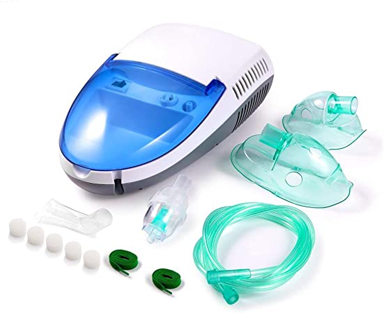 Cool Mist Device Machine Compact Compressor System with 2 Masks Ideal for Adult Kids (BLUE)