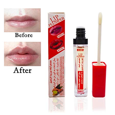 Lip Plumper Lipgloss with Ginger Oil, Waterproof Long Lasting Super Volume Lip Gloss Makeup Lips Plump Lip Balm Liquid Lipstick