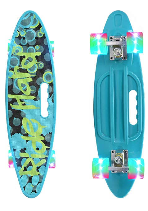 ChromeWheels Skateboard 22 inch Complete Skate Board Mini Cruiser with LED Light Up Wheels for Kids Boys Youths Beginners