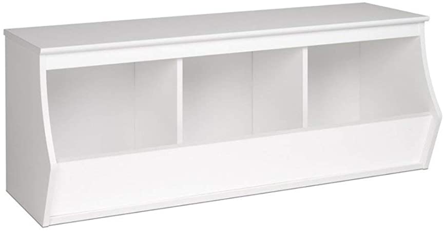 Prepac Monterey Stackable 3-Bin Storage Cubby, White (WUSM-0003-1)