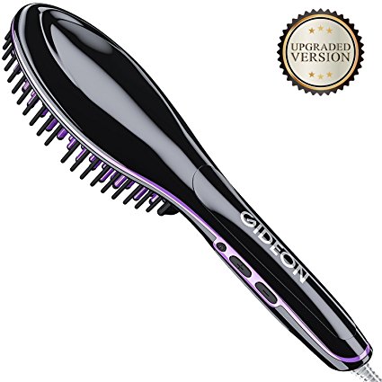 Gideon Professional Heated Hair Brush Straightener - Innovative Hair Straightener / Achieve Salon Quality Straight Hair in Minutes [UPGRADED VERSION]