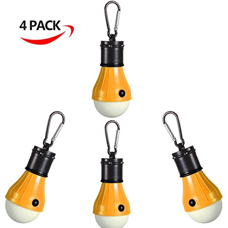 2pack or 3pack or 4pack Portable LED Camping Tent Light bulb with 3 aaa battery powered Bulbs for Camping Hiking Fishing Waterproof Emergency indoor and outdoor Lighting