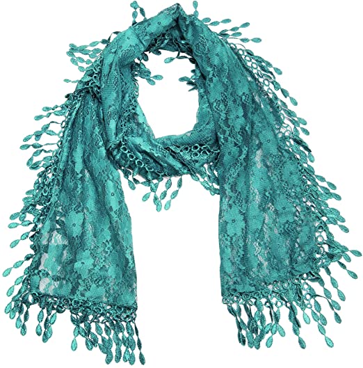 Falari Vintage Women Lace Scarf With Fringes Polyester Lightweight