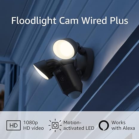 Ring Floodlight Cam Wired Plus with motion-activated 1080p HD video (2021 release) | 2-pack, Black