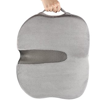 Caka Coccyx Seat Cushion, Tailbone and Sciatica Pain Relief Portable Memory Foam Office Chair and Car Seat Cushion for Prolonged Sitting - (Gray)