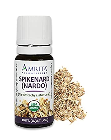 Amrita Aromatherapy Organic Spikenard Nardo Essential Oil, 100% Pure Undiluted Nardostachys jatamansi, Therapeutic Grade, Premium Quality Aromatherapy oil, Tested & Verified, 10ML