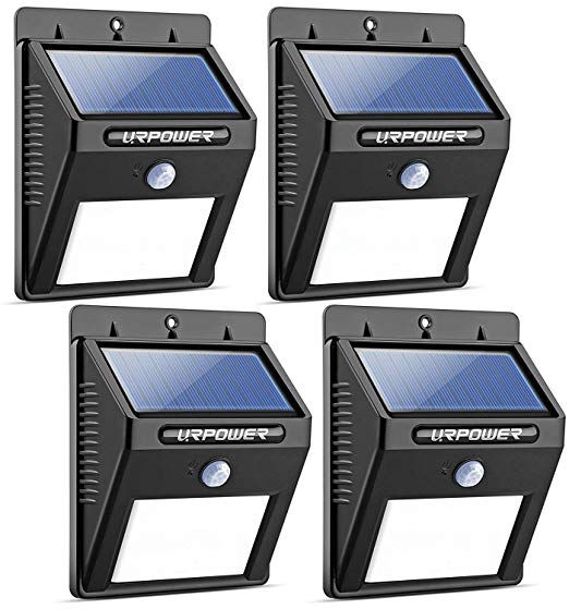 URPOWER Solar Lights 8 LED Wireless Waterproof Motion Sensor Outdoor Light for for Patio, Deck, Yard, Garden with Motion Activated Auto On/Off (4-Pack)