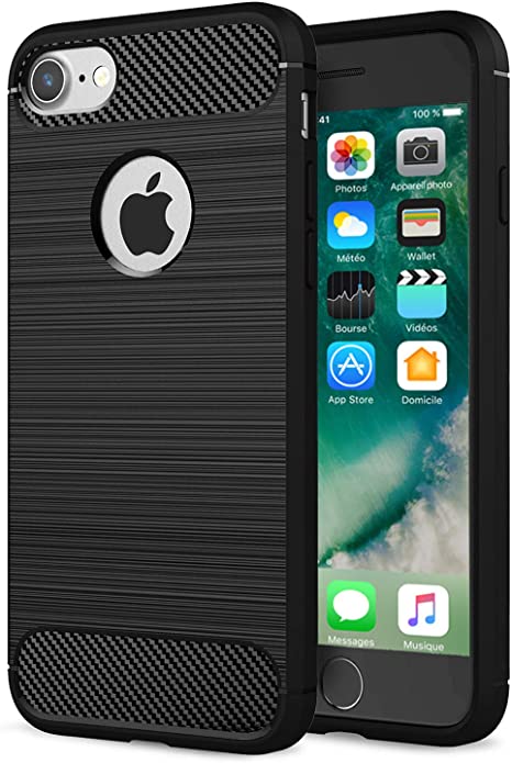 NEW'C Cover Compatibile con iPhone 7 e iPhone 8 (4.7), con Urti Assobirmento e Fibra di Carbonio [Gel Flex Silicone]