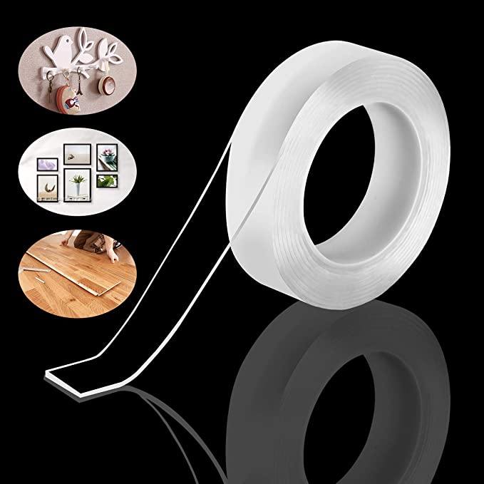 Multifunction Nano Tape-Traceless Washable Adhesive Tape - Free to Remove, Transparent Double Sided Tape for Paste Photos and Posters, Fix Rug and Furniture, Paste Items etc（10FT）3m DISINO