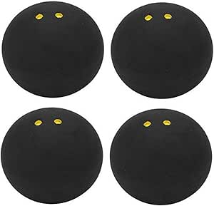 4Pcs Squash Ball, Squash Balls Double Yellow Dot, 38mm High Bounce Training Squash Ball, Squash Racket Balls for Slow Speed Play, Professional Raquet Handball Ball