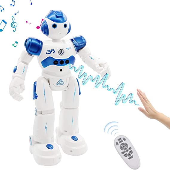 SENYANG Remote Control Robot Toy - Rechargeable Programme Interactive Robot with Infrared Controller, LED Eyes, Gesture Sensing, Walking Dancing,Singing, for Kids(Blue)