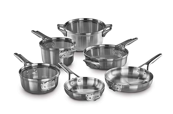 Calphalon Premier Space-Saving Stainless Steel 10-piece Cookware Set