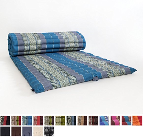 Roll Up Thai Mattress, 200x76x5 cm, Kapok, Blue Grey