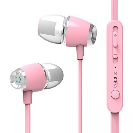 UiiSii U5 Stereo Bass Headphone Perfect Quality In-Ear Earphones With Microphone and Volume Control For IPhone Samsung Ipod Smartphone MP4 (Pink)