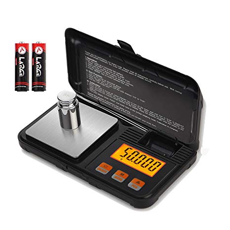 WAOAW Digital Milligram Scale for Powder 50 by 0.001g Portable Stainless Steel Reloading Scale with Calibration Weight