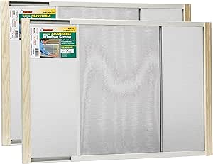 Frost King 2AWS1837 WB Marvin Adjustable Window Screen, 18in High x Fits 21-37in Wide (2 Pack), Natural