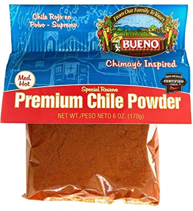 Bueno Special Reserve Premium Red Chile Powder, MED-HOT, 6 Ounce Bag