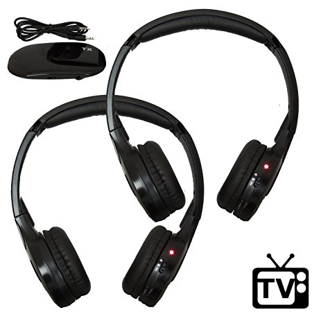 [2 Pack] Best Wireless RF Headphones for TV Watching - FM Stereo, Kid Size, Adult Size, Dual Channel AUTOTAIN CLOUD