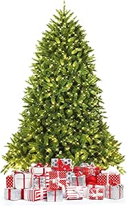 Goplus 6ft Pre-Lit Christmas Tree, Premium Hinged Artificial Fir Tree with 650 LED Lights, 1250 Branch Tips and Metal Stand, Easy Assemble, Xmas Decor for Home Office