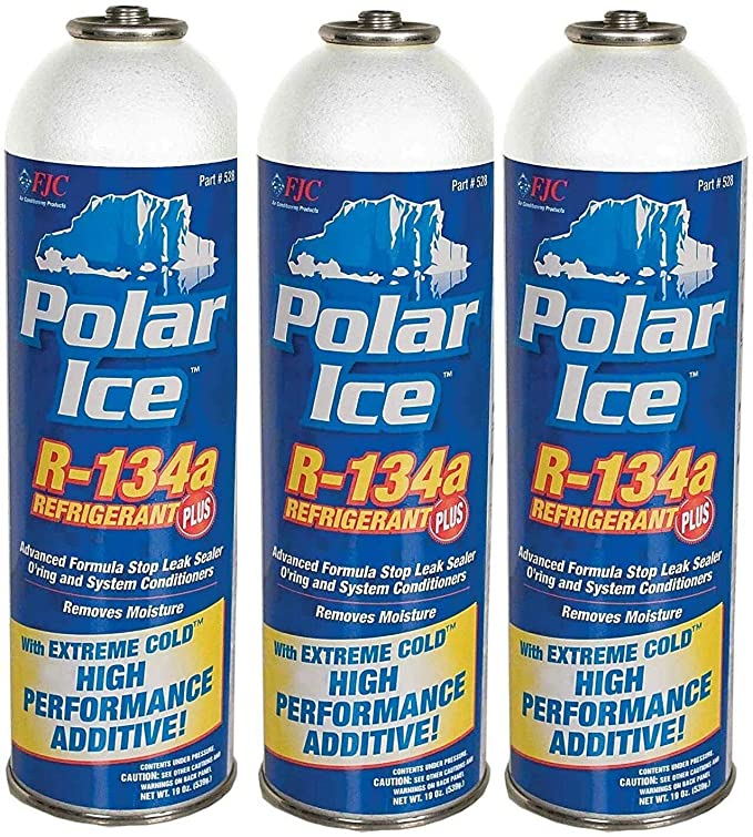 FJC (Pack of 3) 19oz Polar Ice R134a #528 with Extreme Cold High Performance Synthetic Booster