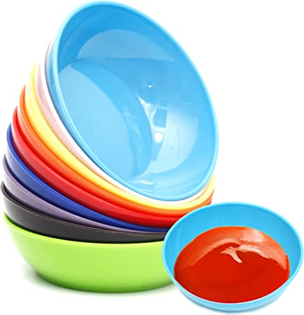 Youngever 9 Pack Plastic Sauce Dishes, Dipping Sauce Bowls, Plastic Dipping Containers, Rainbow Colors