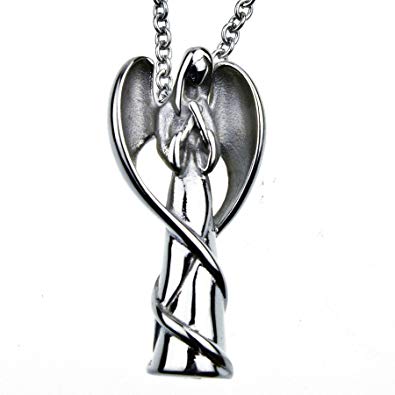 mEssentials Angel Memorial Cremation Jewelry Urn Necklace for Ash Stainless Steel 18" inch Chain   Filling kit