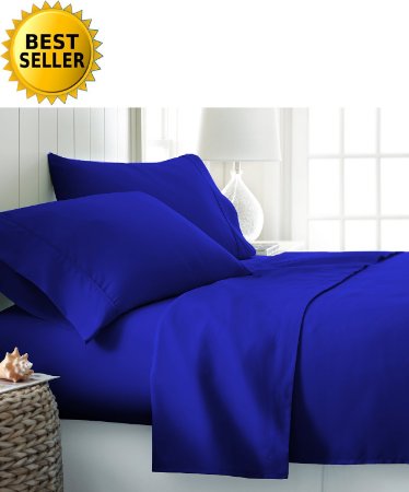 1 Rated Best Seller Luxurious Bed Sheets Set on Amazon Celine Linen 1800 Thread Count Egyptian Quality Wrinkle Free 4-Piece Sheet Set with Deep Pockets 100 HypoAllergenic Queen Royal Blue