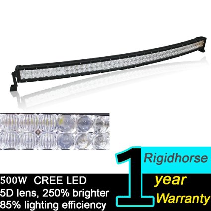 Rigidhorse 52" Curved LED Light Bar 5D 500W 50000LM for Offroad 4x4 Jeep Truck ATV SUV Boat