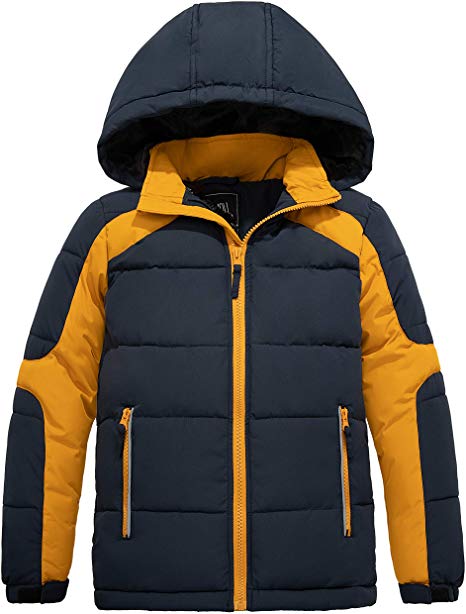 ZSHOW Boy's Thicken Winter Puffer Jacket Windproof Quilted Warm Fleece Coat with Hood