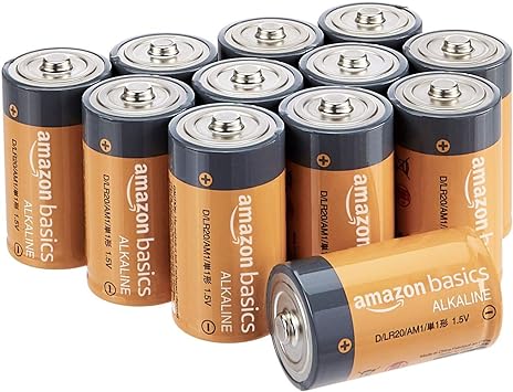 Amazon Basics 12 Pack D Cell All-Purpose Alkaline Batteries, Easy to Open Value Pack