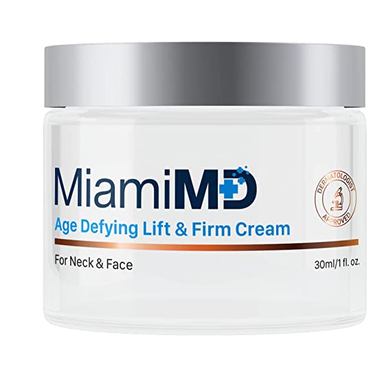 MiamiMD Age-Defying Lift & Firm Cream - Anti Aging and Skin Firming Cream For All Skin Types - Paraben Free, Fragrance Free, Cruelty Free, BHA Free - 30 ml (1.7oz))