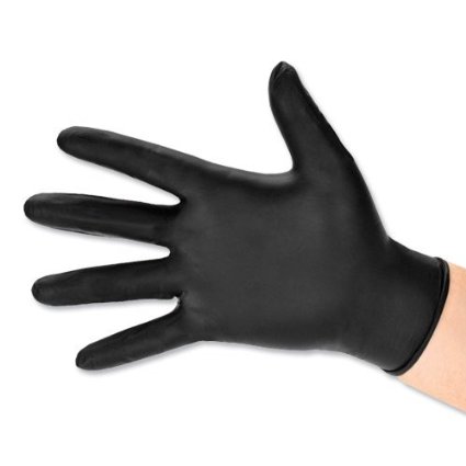 BODYGUARD GL8972  Nitrile Powder Free Gloves, Black, Set of 100