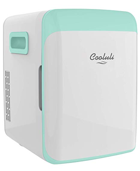 Cooluli Classic Turquoise 10 Liter Compact Portable Cooler Warmer Mini Fridge for Bedroom, Office, Dorm, Car - Great for Skincare & Cosmetics (110-240V/12V)