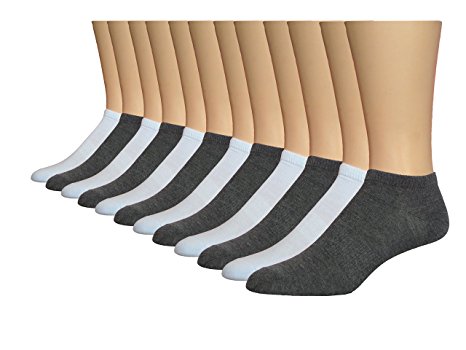 AirStep Men's Cotton Blend Athletic Low-Cut Socks Non-Terry - 12 Pack