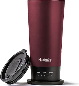 Nextmug Go - Temperature-Controlled, Self-Heating Travel Mug (Burgundy - 16 oz.)