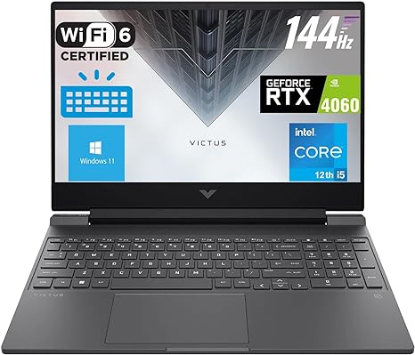 HP 15.6" 144Hz Gaming Laptop - Intel i5-12500H (12-cores, Beat i7 12650H), NVIDIA RTX 4060 GPU, 16GB RAM, 512GB PCIe Gen4 NVMe SSD, Windows 11 Home, B/w'cefesfy