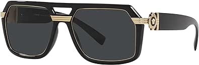 Versace Man Sunglasses Black Frame, Dark Grey Lenses, 58MM