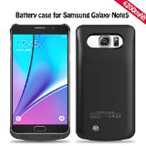 Galaxy Note 5 Battery Case Bovon Portable Backup Power Bank Case 4200 mAh Ultra Slim Charging Case Charging and Protecting 2 in 1 Rechargeable Protective Charger for Samsung Galaxy Note 5 black